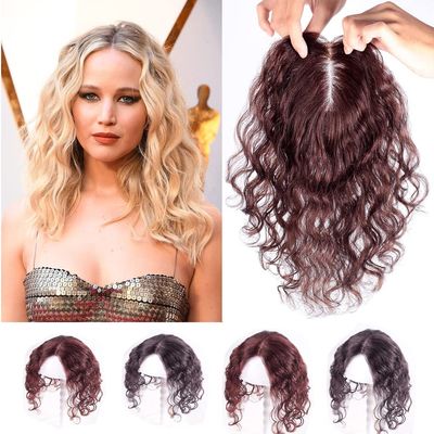 Handmade 7 x 10 cm Lace Topper, Human Hair Curly Wiglet with Mono Clip-In Hairpiece, 30.5 cm, Black