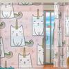 Hand-Drawn Cute Cats Unicorn Sheer Curtain Panels, 78 Inches Long, Set of 2 view 2