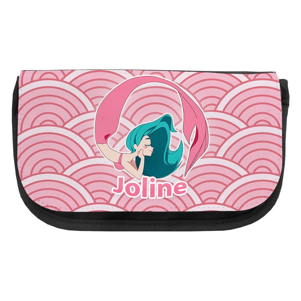 Personalized Joline Cosmetic Bag with Pink Mermaid Design | Makeup Bag | Many Names Available