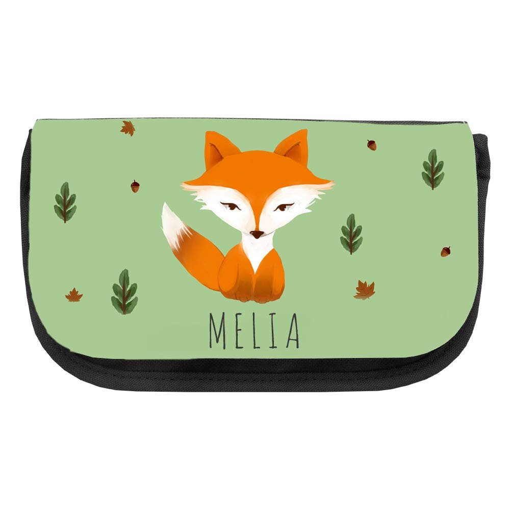 Personalized Melia Cosmetic Bag with Watercolor Fox