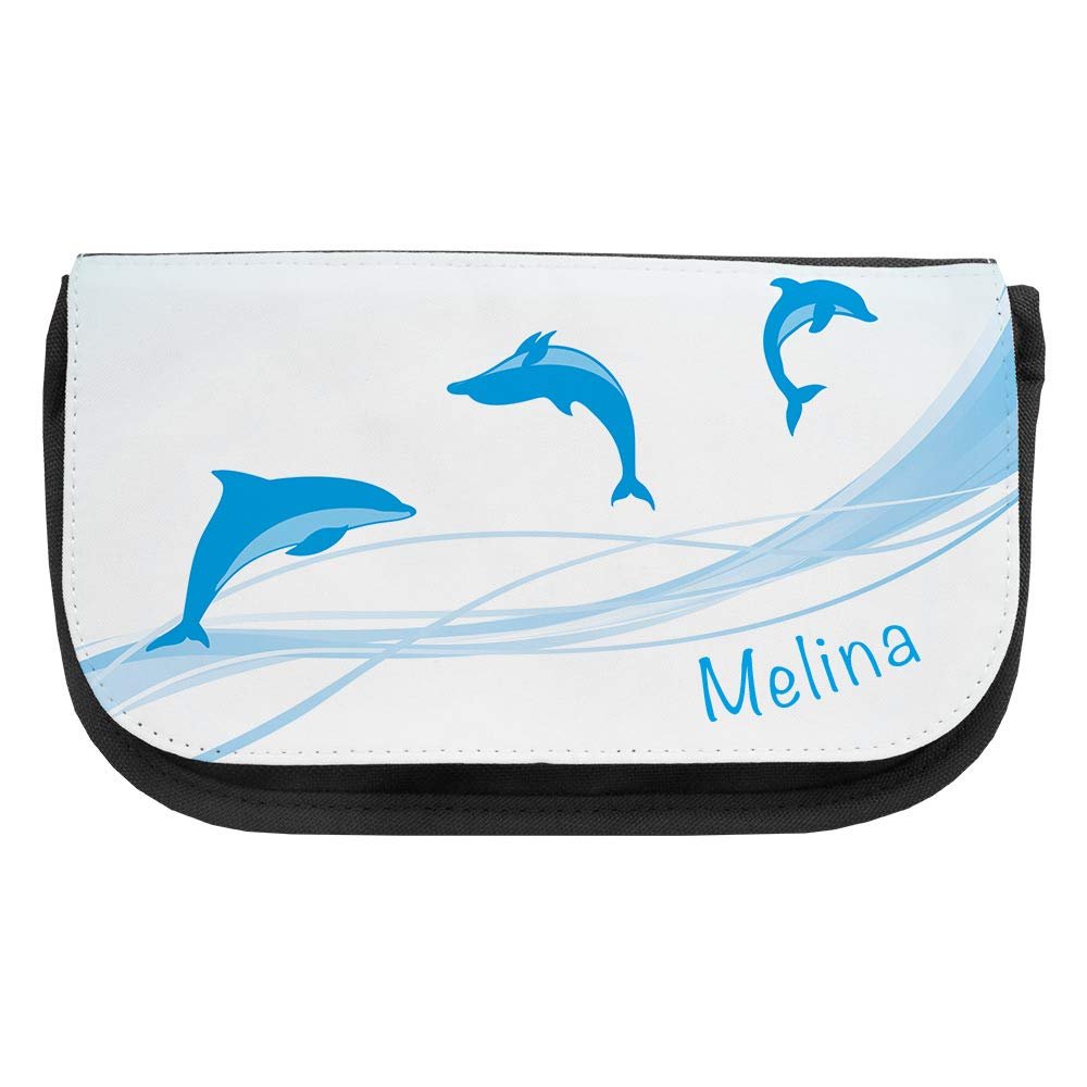 Makeup Bag with the Name Melina and Dolphin Design
