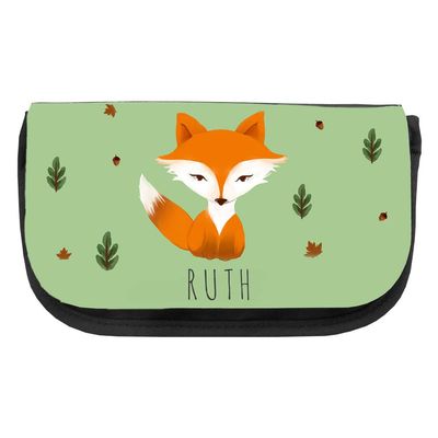 Cosmetic Bag with the Name Ruth and Watercolor Fox Motif