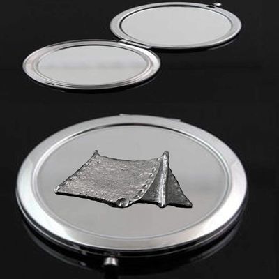 Giftsforall FT148 Compact Mirror, Round, English Tin, 3.2 x 2.2 cm, Chrome