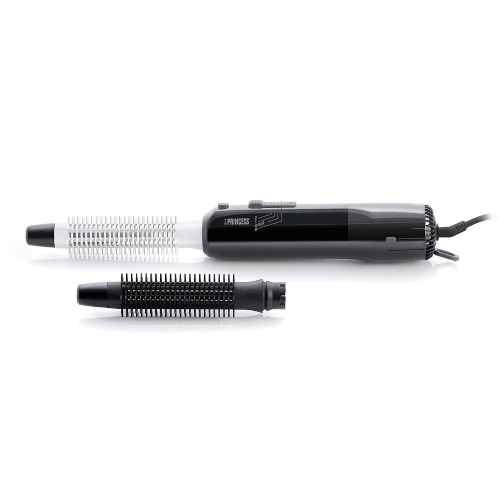 Princess 529202 Cool Curl CC 300 Black Curling Brush for All Hairstyles, 2 Attachments, Cool Shot Function, 1 Count