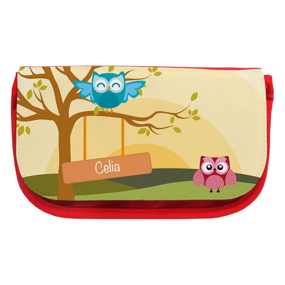 Celia Personalized Cosmetic Bag with Owl Design