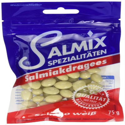 SALMIX White Chocolate Salmiak Dragees, 75 g Bag