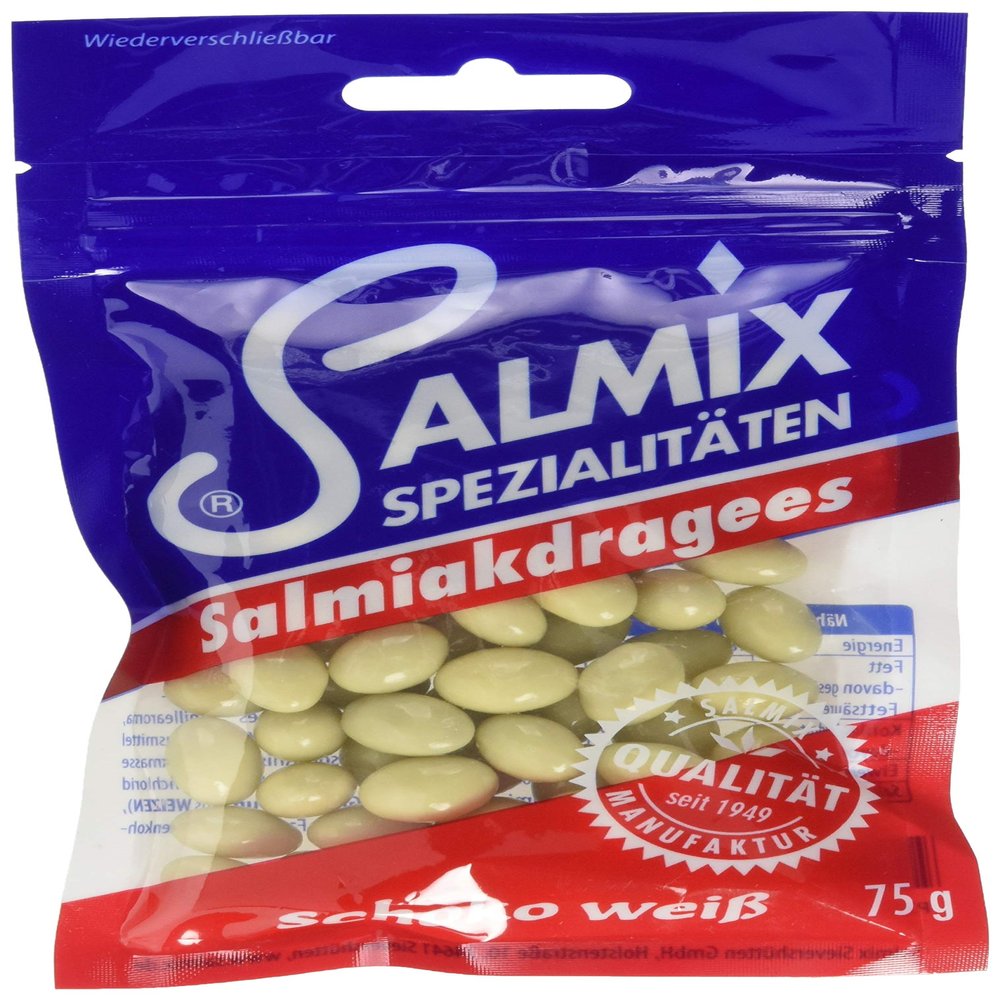 SALMIX White Chocolate Salmiak Dragees, 75 g Bag