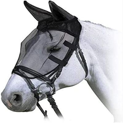 Horses Riding Fly Mask, Lightweight and Breathable, Unobstructed Vision, Eye and Ear Protection (S)