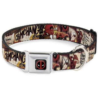 Buckle-Down Dog Collar, Seat Belt Buckle, Deadpool Kills Deadpool 2 Dynamite Chimichanga, Multicolor, 3.8 cm Wide, Fits 45.7–81.3 cm Neck, Size L (DC-WDP030-WL)