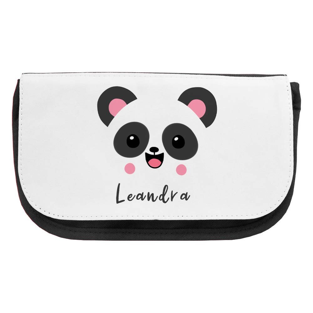 Cosmetic Bag with the Name Leandra and Panda Motif