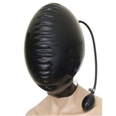MFMYEE SM Fully Enclosed Double-Layer Latex Mask with Rear Zipper, M