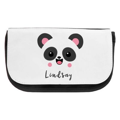 Cosmetic Bag with Name Lindsay and Panda Motif