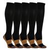 5 Pairs Compression Knee-High Support Running Socks for Women & Men, Black & Brown, Size M view 1