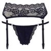 Cottelli Collection Lingerie Thong and Garter Belt, Black, XL, 1-Pack view 3