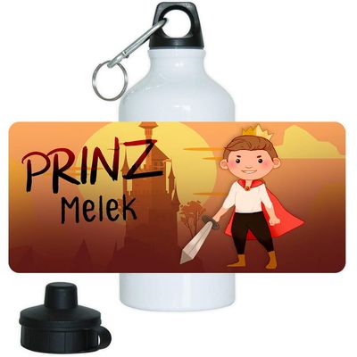 Eurofoto Water Bottle with Name Melek, Prince and Castle Design for Boys