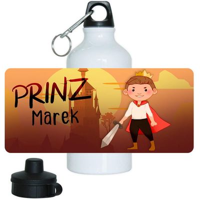 Eurofoto Personalized Marek Water Bottle Set for Boys with Prince and Castle Design