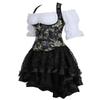 Jutrisujo Steampunk Corset Dress with Asymmetric Lace Skirt and Blouse, Blue, S view 2