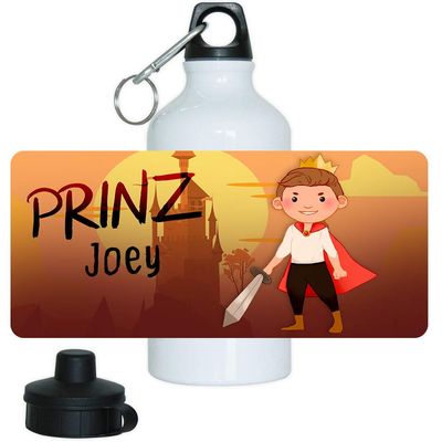 Eurofoto Joey Personalized Prince and Castle Aluminum Water Bottle Set for Boys
