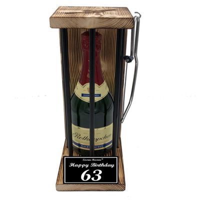 Iron Reserve 63rd Birthday Gift Box with Rotkäppchen Sparkling Wine, Black Edition, Happy Birthday Text (1 x 0.75 L)