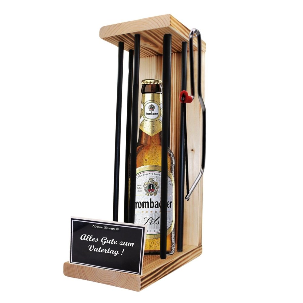 Krombacher Pils Father's Day Gift – Iron Reserve Black Edition Beer Gift (1 x 0.5 L)