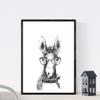 Nacnic Horses Infant Animals Poster with Glasses and Scarf, A4, Gray, Unframed view 4