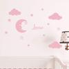 Personalizable Name Stickers | Moon and Clouds | Nursery Wall Decor | 2 Sheets, 25 x 30 cm and 40 x 30 cm | Powder Pink view 1