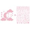 Personalizable Name Stickers | Moon and Clouds | Nursery Wall Decor | 2 Sheets, 25 x 30 cm and 40 x 30 cm | Powder Pink view 3