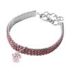 BT Bear Rhinestone Elastic Pet Collar with Paw Pendant for Cats and Small Dogs, Size M: 25 cm, Pink view 1