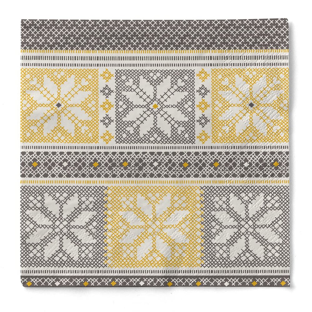 Sovie HORECA CHRISS Christmas Napkins, Black and Gold, 3-Ply Tissue, 40 x 40 cm, 100 Count