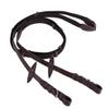 QHP Web Reins with Leather Loops, Dark Brown/Black (Pony, Dark Brown) view 1
