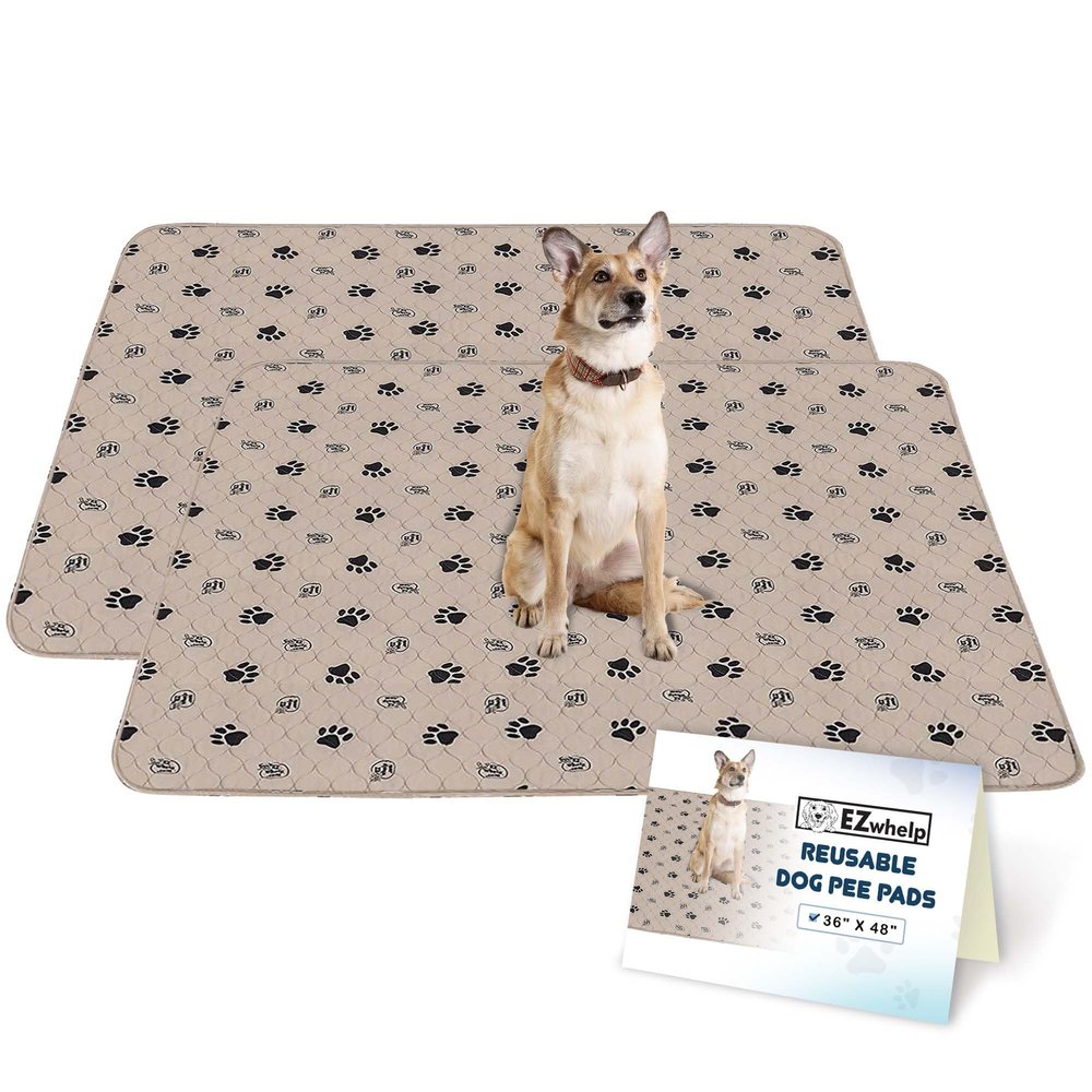 EZwhelp 91.4 x 121.9 cm Reusable Dog Training Pads, Machine Washable, Quilted, Fast-Absorbing, Waterproof, 2-Pack