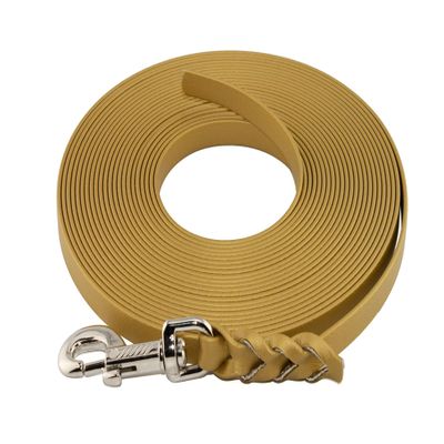 LENNIE BioThane Long Line, 19 mm, 30 m, for Dogs 35 kg+, No Handle, Gold, Braided