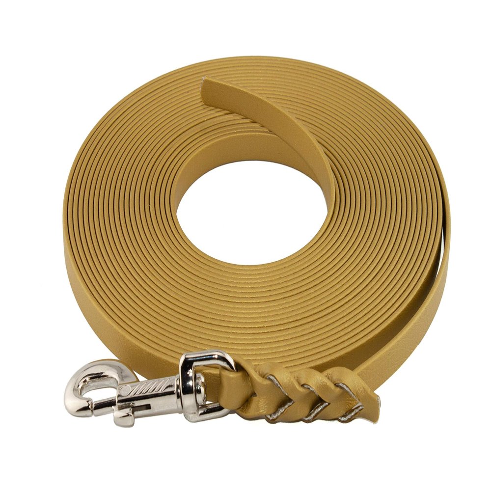 LENNIE BioThane Long Line, 9 mm, Dogs 5–15 kg, 2 m, No Hand Loop, Gold, Braided