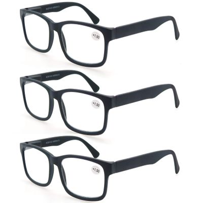 MODFANS 3-Pack Reading Glasses 1.0, Black