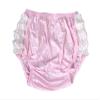Haian Rumba Adult Incontinence Pull-On Pants, PVC, White Ruffles, XL, Baby Pink view 2