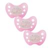 dentistar Night Silicone Pacifier 3-Pack, Size 1, 0–6 Months, Glow-in-the-Dark, Dental Step, BPA-Free, Made in Germany, Cat, Pink view 1