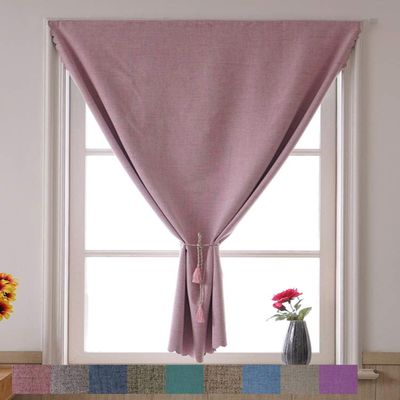 Cozomiz GettyGears Linen Blackout Curtain with Hook-and-Loop Fastener, Pink, 59 x 79 in