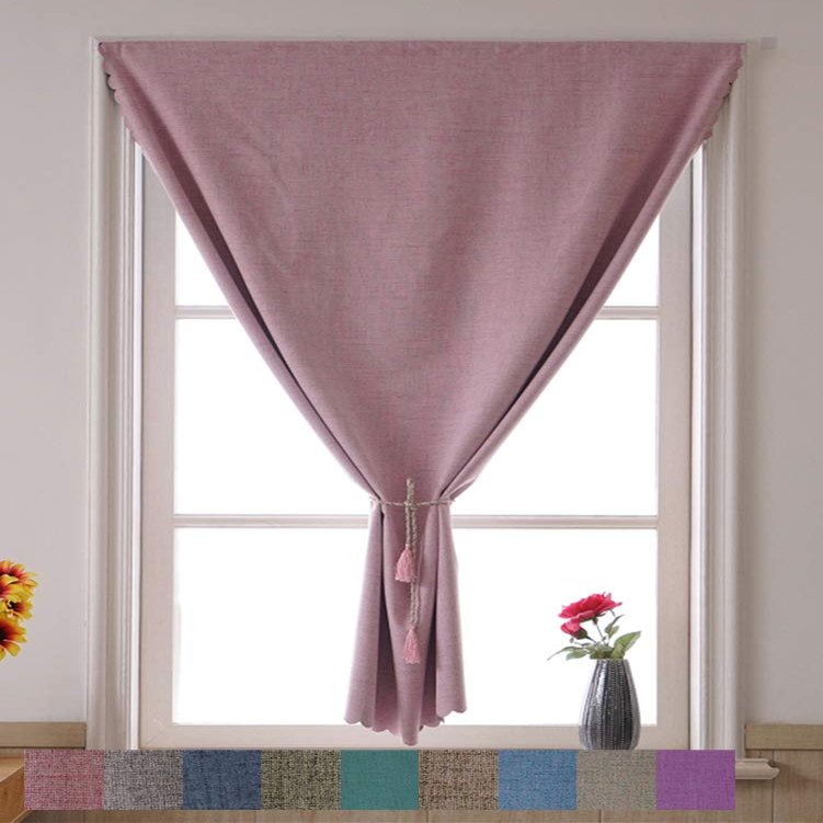 Cozomiz GettyGears Linen Blackout Curtain with Hook-and-Loop Fastener, Pink, 59 x 79 in