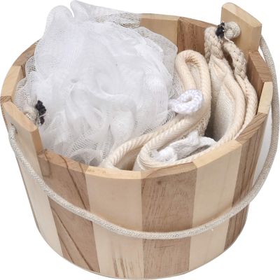 EVIDECO 75542104 Wooden Spa Gift Basket, 3-Piece Set, Natural, 6.9" D x 4.9" H