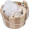 EVIDECO 75542104 Wooden Spa Gift Basket, 3-Piece Set, Natural, 6.9" D x 4.9" H view 1
