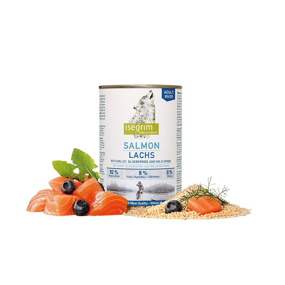 ISEGRIM Adult Can, Salmon + Millet, Berries and Herbs, 400 g