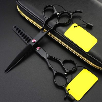 Left-Handed Hairdressing Scissors - Premium Salon Shears - Super-Sharp HQ J2 Steel, Black, 6 Inches