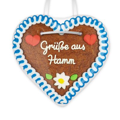 Gingerbread Heart with “Greetings from Hamm” Message, 12 cm | LEBKUCHEN WELT