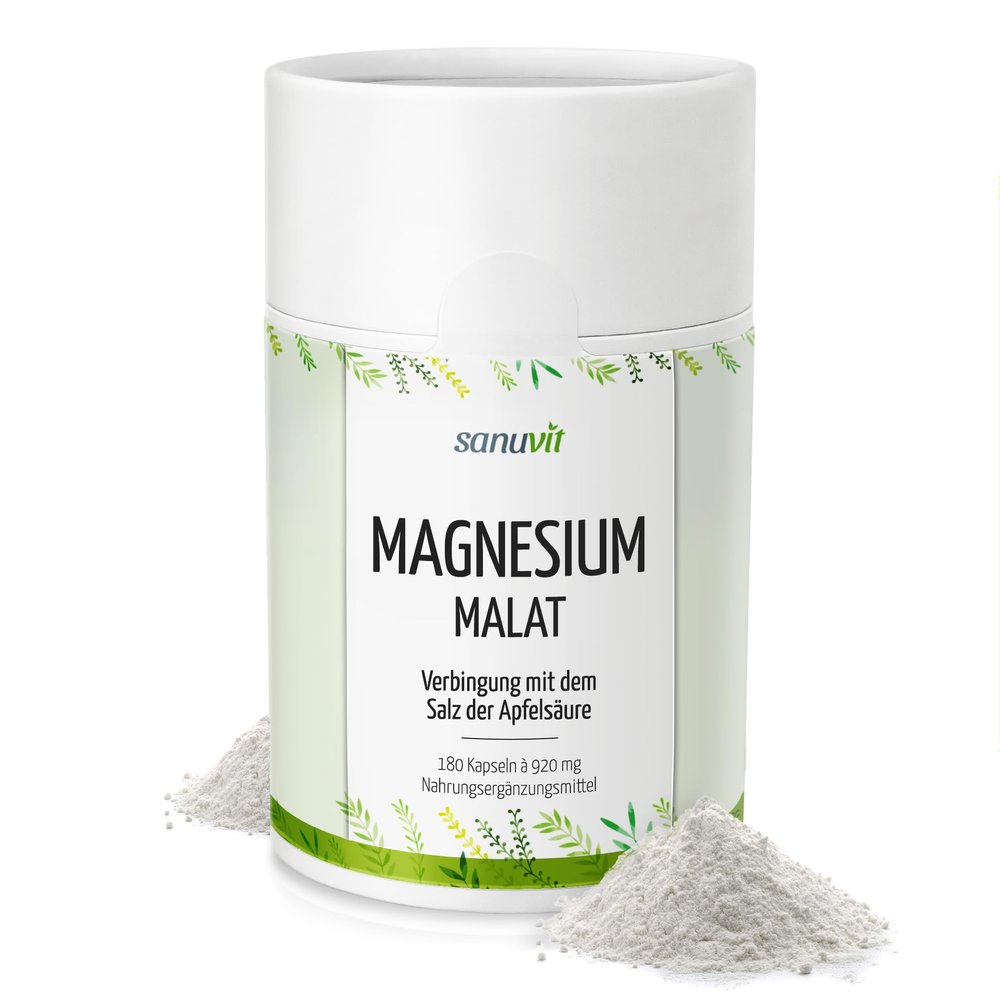 Sanuvit Magnesium Malate 800 mg | 180 Capsules | High Bioavailability | Covers 100% of Daily Magnesium Needs | Vegan