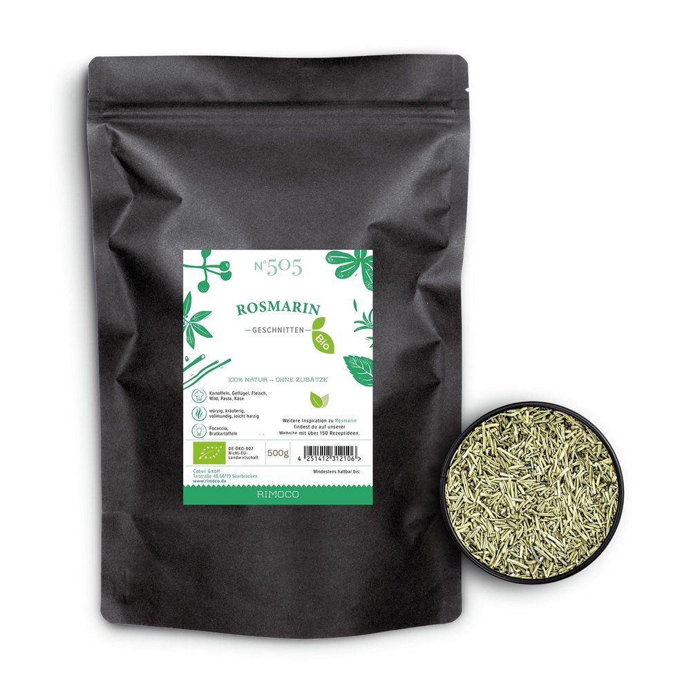 Organic Rosemary N505 | Cut | Bulk Pack 500 g | Mildly Pungent with an Elegant Woody Note