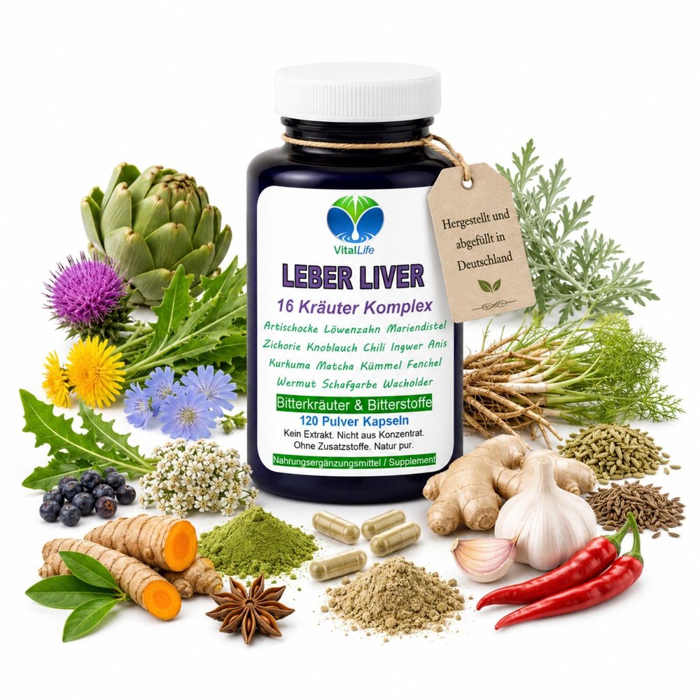 Liver Bitter Compounds & Bitter Herbs Complex, 120 Capsules – 16 Herbs for Your Daily Liver & Gallbladder Routine. Pure Nature. No Extracts. No Additives. 26555-120