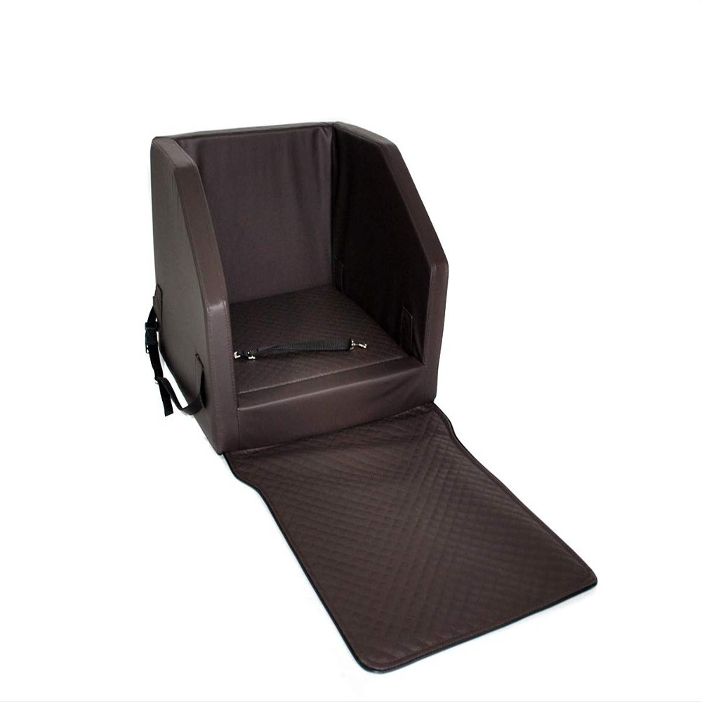 Mayaadi-Home Beno Dog Car Seat, Faux Leather, Brown, S (55 x 55 cm), Front Seat
