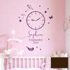 Birth Wall Decal with Clock, Custom Details, Name & Butterfly M2459 – Chocolate, Size M: 58 in H x 42 in W view 1