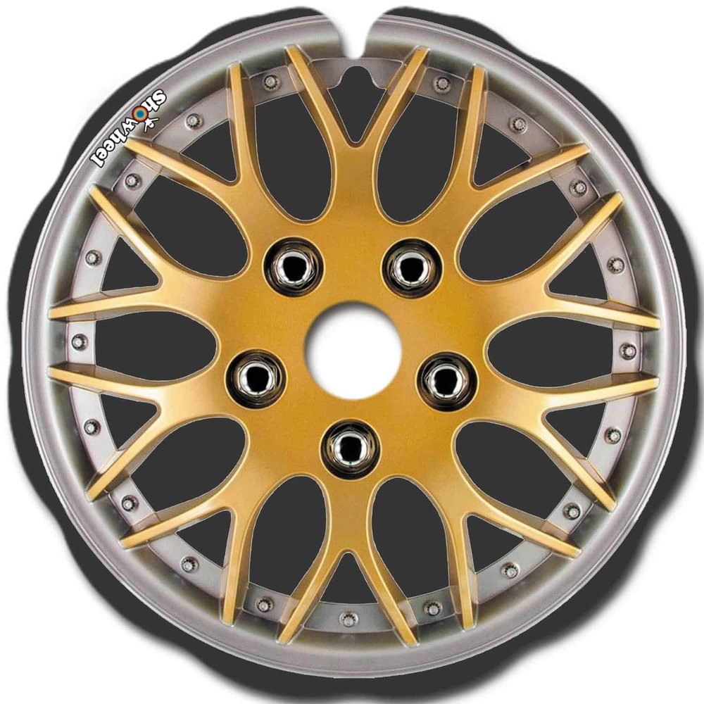 Wheelchair Spoke Guards (1 Pair) – Easy to Install – For 51.51–52.50 cm Hand Rims with Flat Mounts – “Yellow Metal Hubcap”