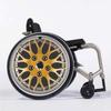 Wheelchair Spoke Guards (1 Pair) – Easy to Install – For 51.51–52.50 cm Hand Rims with Flat Mounts – “Yellow Metal Hubcap” view 2